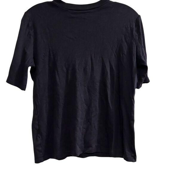 Ann Taylor Women's Blue Mock Neck Short Sleeve T-Shirt M - Picture 1 of 9